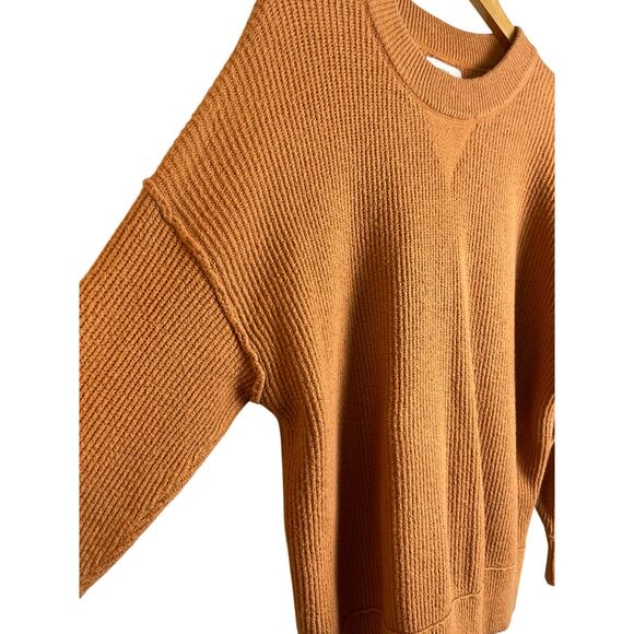 Aerie Oversized Boho Knit Soft Drop‎ Sleeve Tan Crewneck Sweater Size XS - Picture 7 of 9